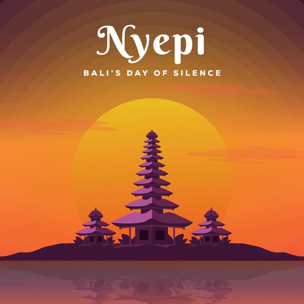 Nyepi illustration greeting. bali's day of silence design vector