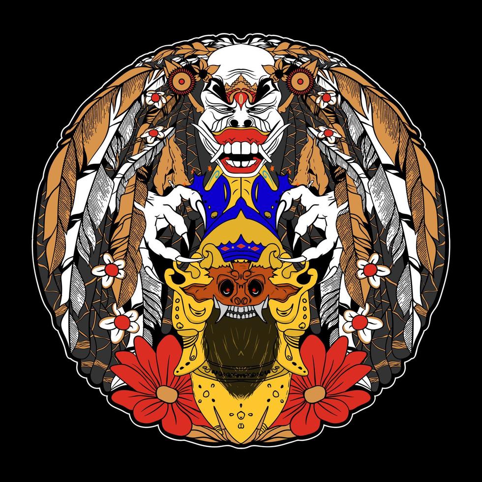 Balinese barong mask illustration Free Vector