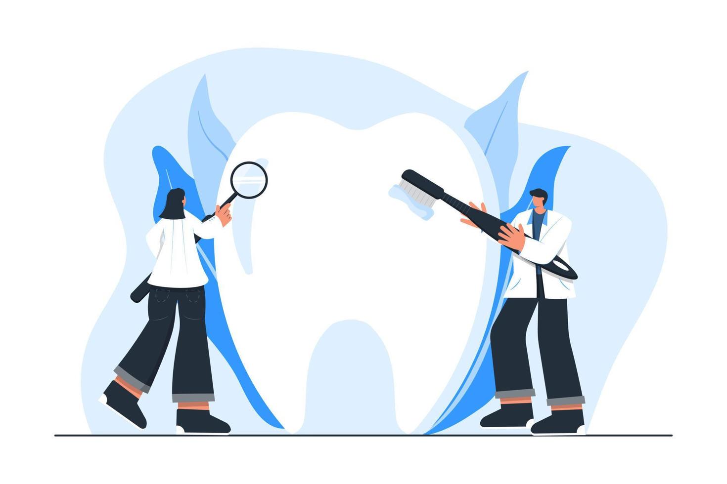 brushing teeth and dentist concept Illustration vector