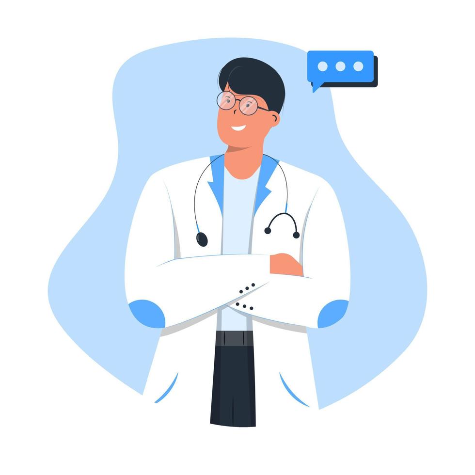 Male Doctor concept illustration in Flat Design vector