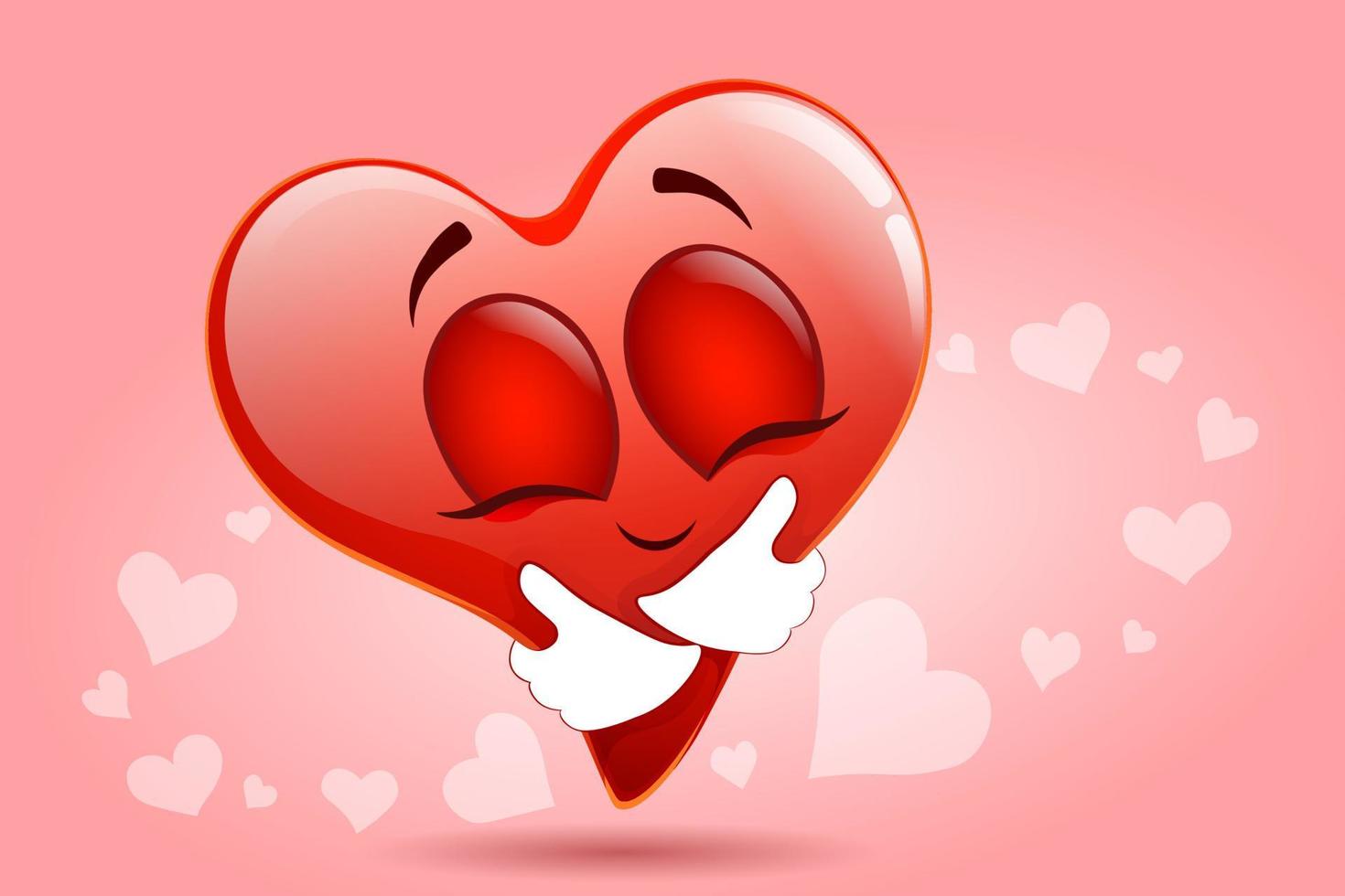 Cartoon heart hugs itself vector