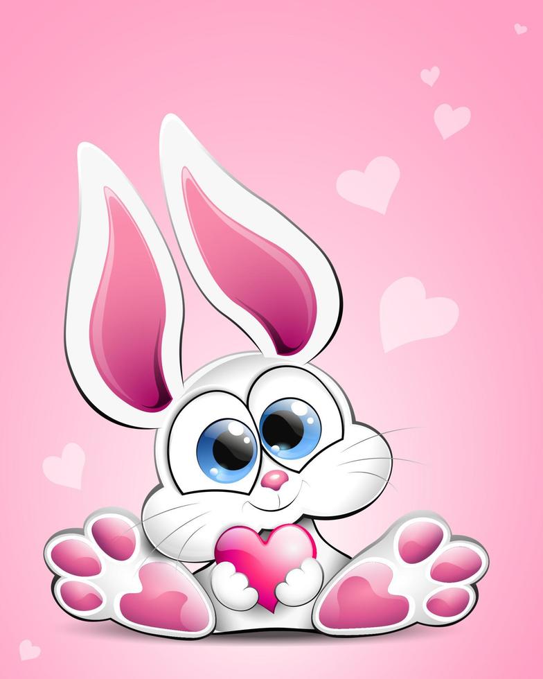 Cute cartoon Bunny with heart in his hands vector