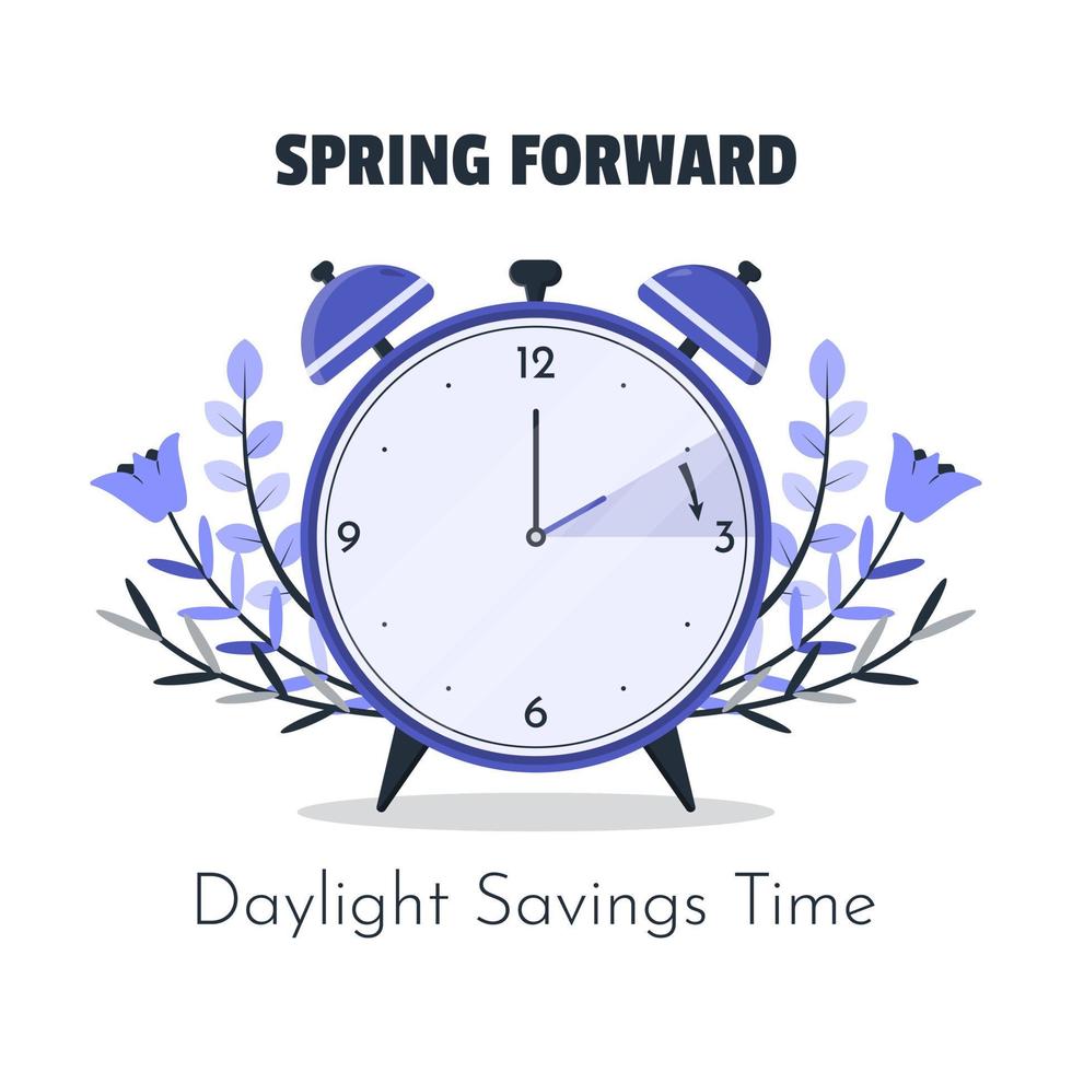 Spring Forward with Clock Concept vector