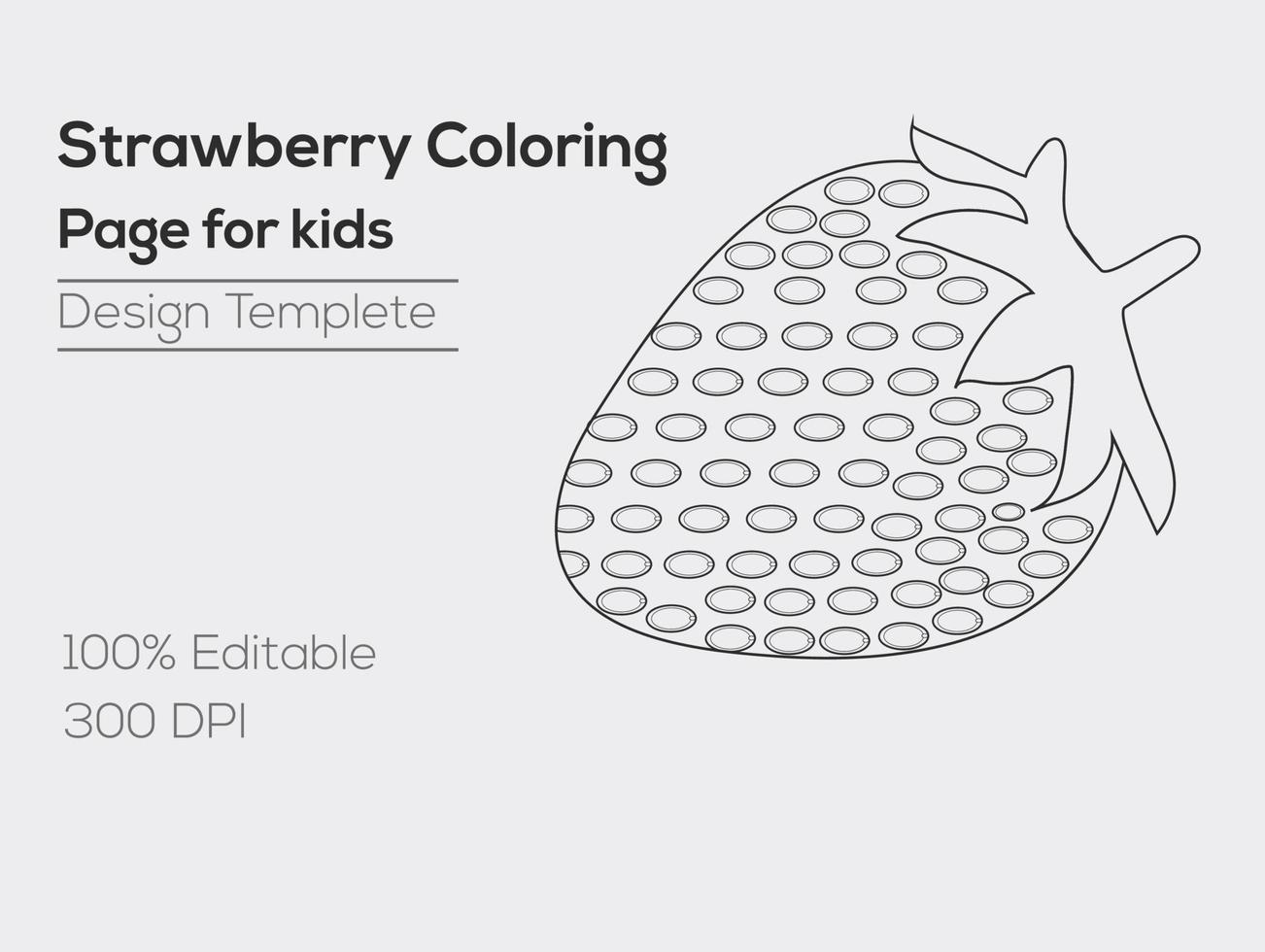 Strawberry Coloring  Page for kids vector