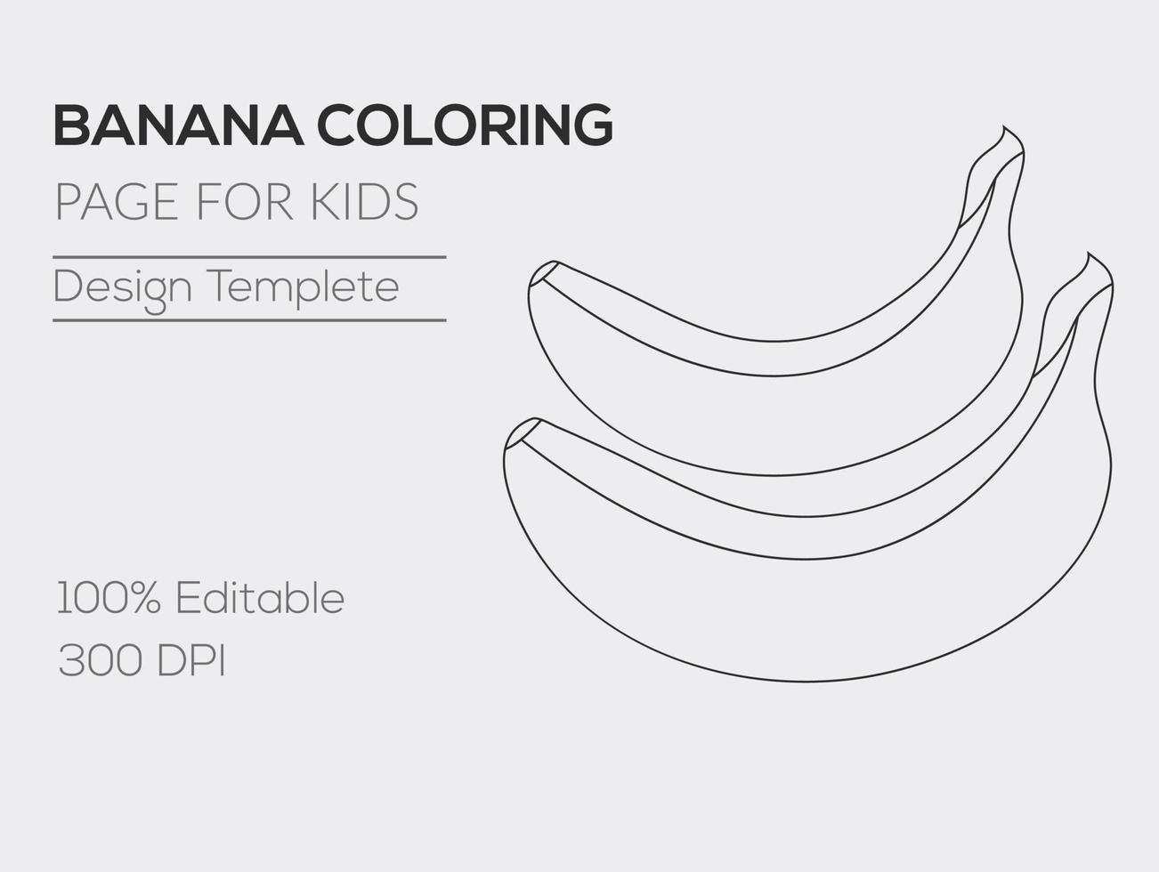 BANANA COLORING  PAGE FOR KIDS vector