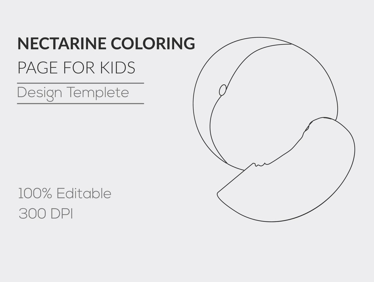NECTARINE COLORING  PAGE FOR KIDS vector