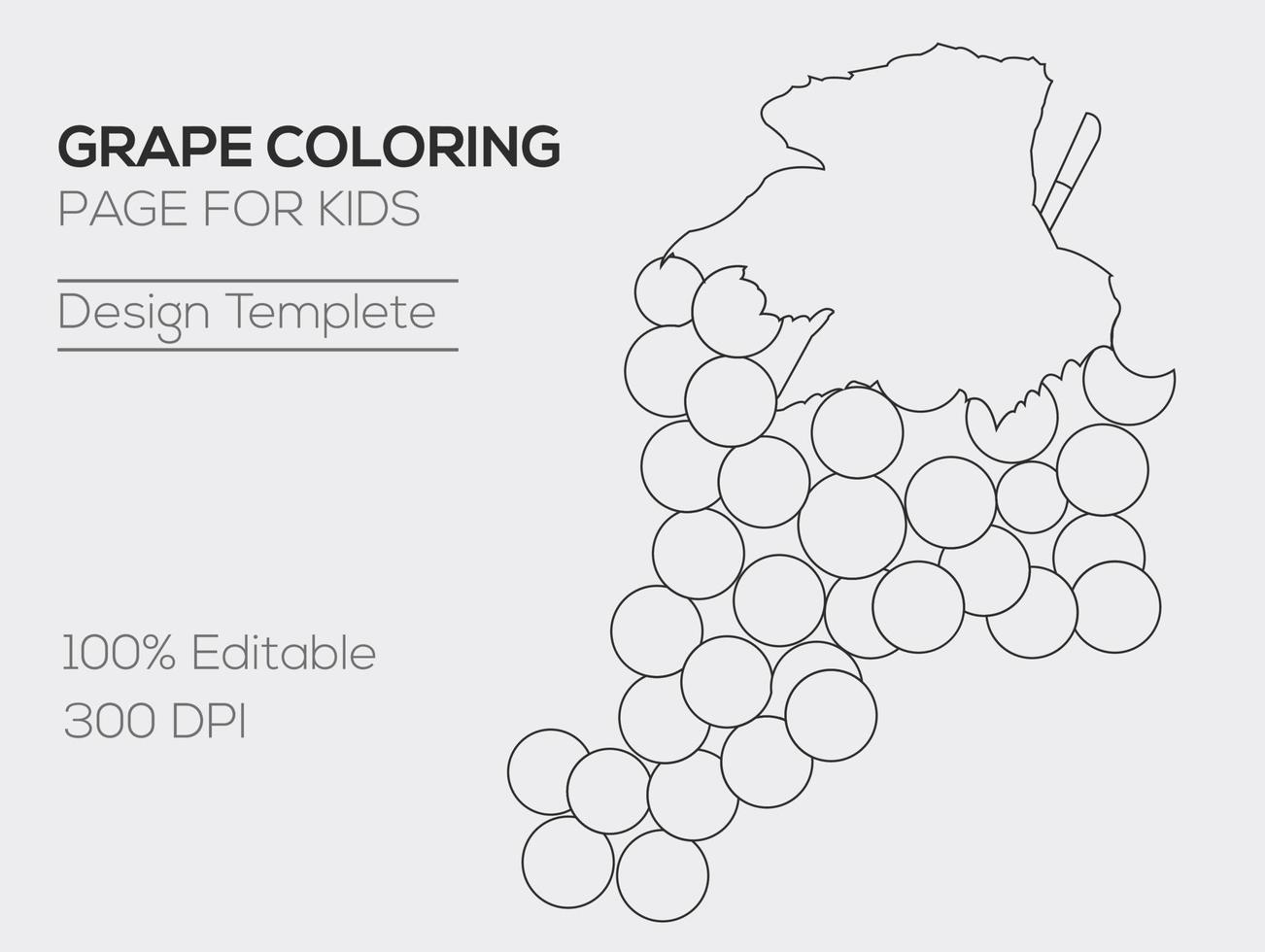 GRAPE COLORING  PAGE FOR KIDS vector