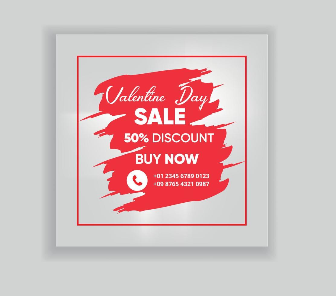 valentine day sale social media post Template Design vector