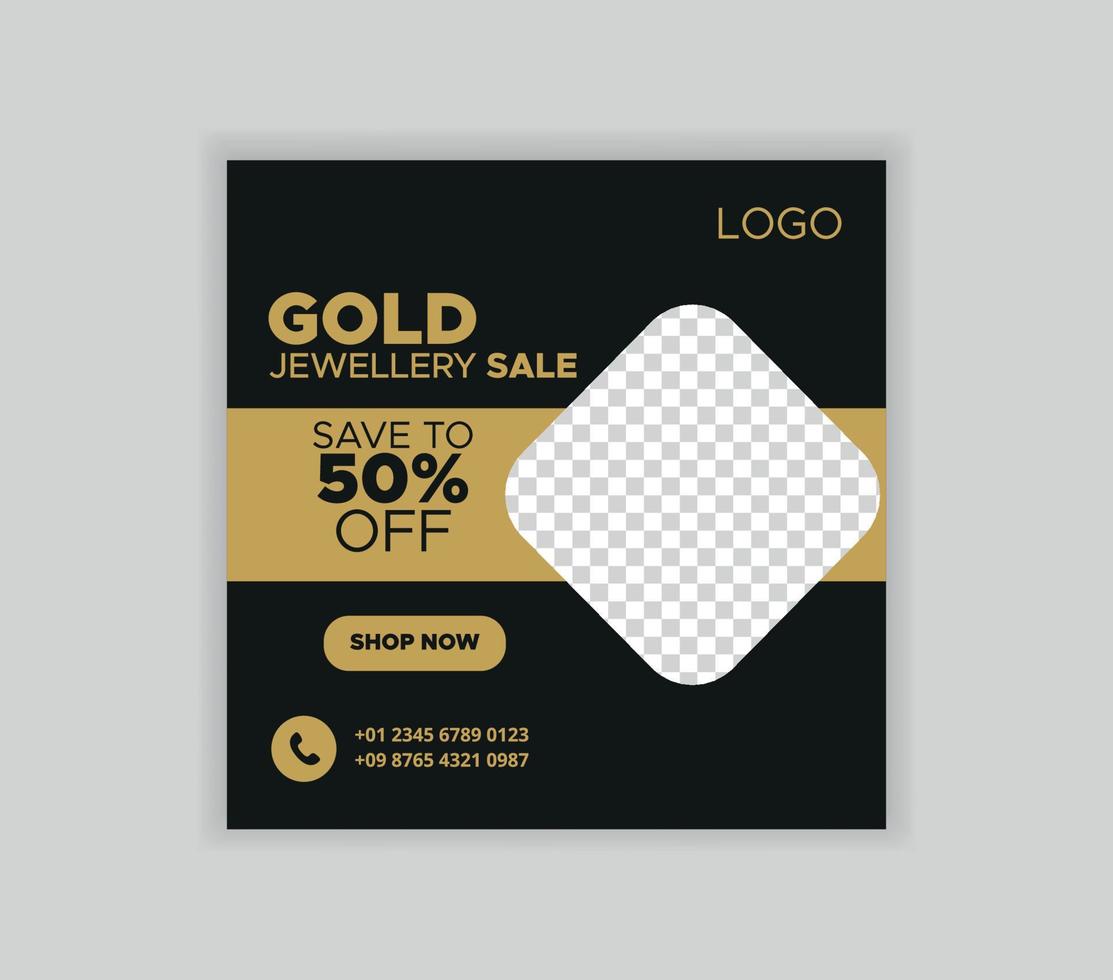 Gold Jewllery Sale Social Media Post Template Design vector