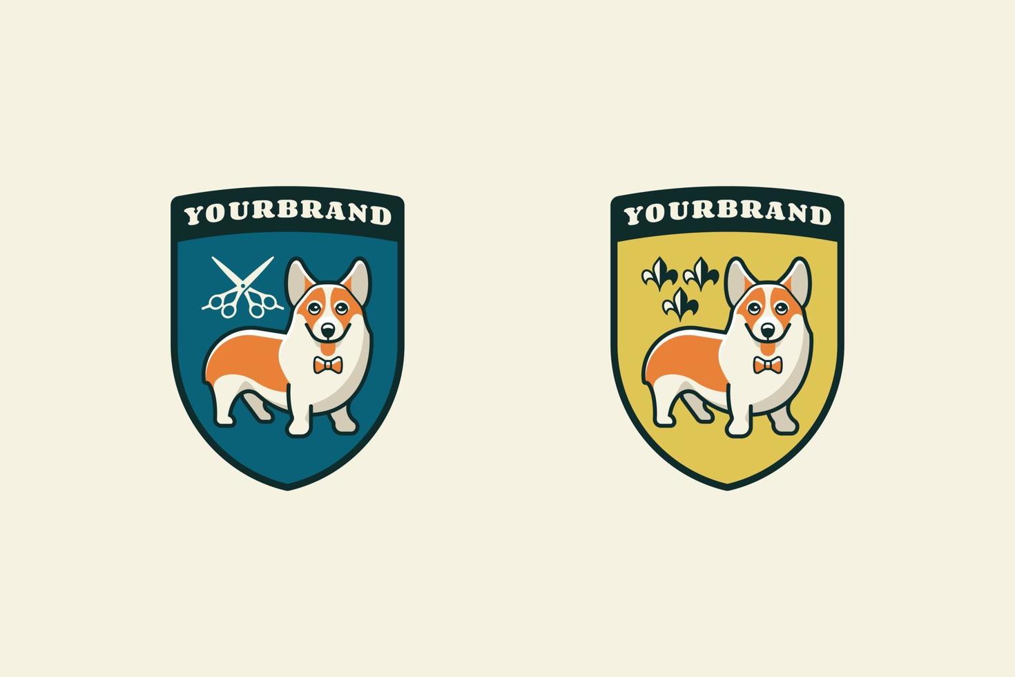 royal style logo for dog health care services with natural ingredients vector