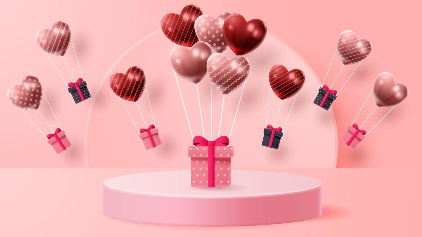 presentación del producto de podio 3d del día de san valentín para banner, publicidad y negocios. ilustración vectorial vector