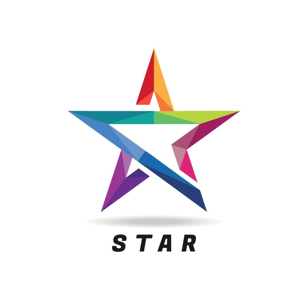 Colorful 3D Star Logo With Signs Icons Company Template vector