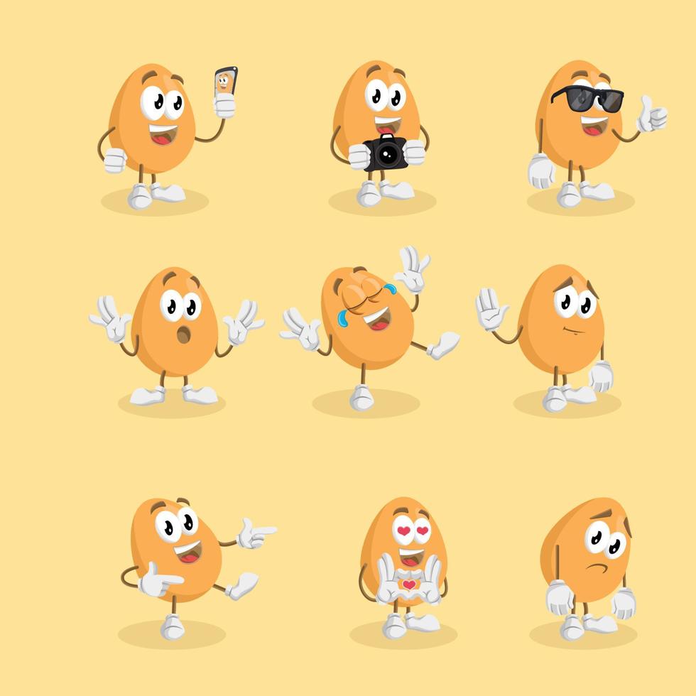 egg character cartoon mascot illustration set bundle vector