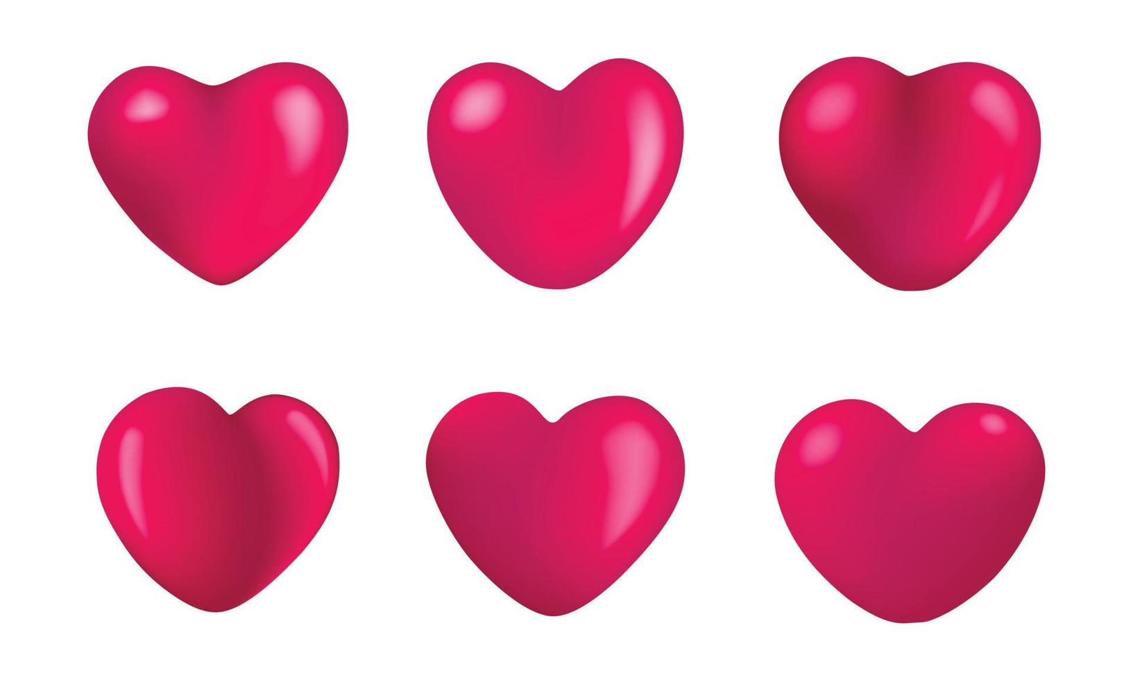 Valentine's Day design element, 3d realistic heart icon set vector