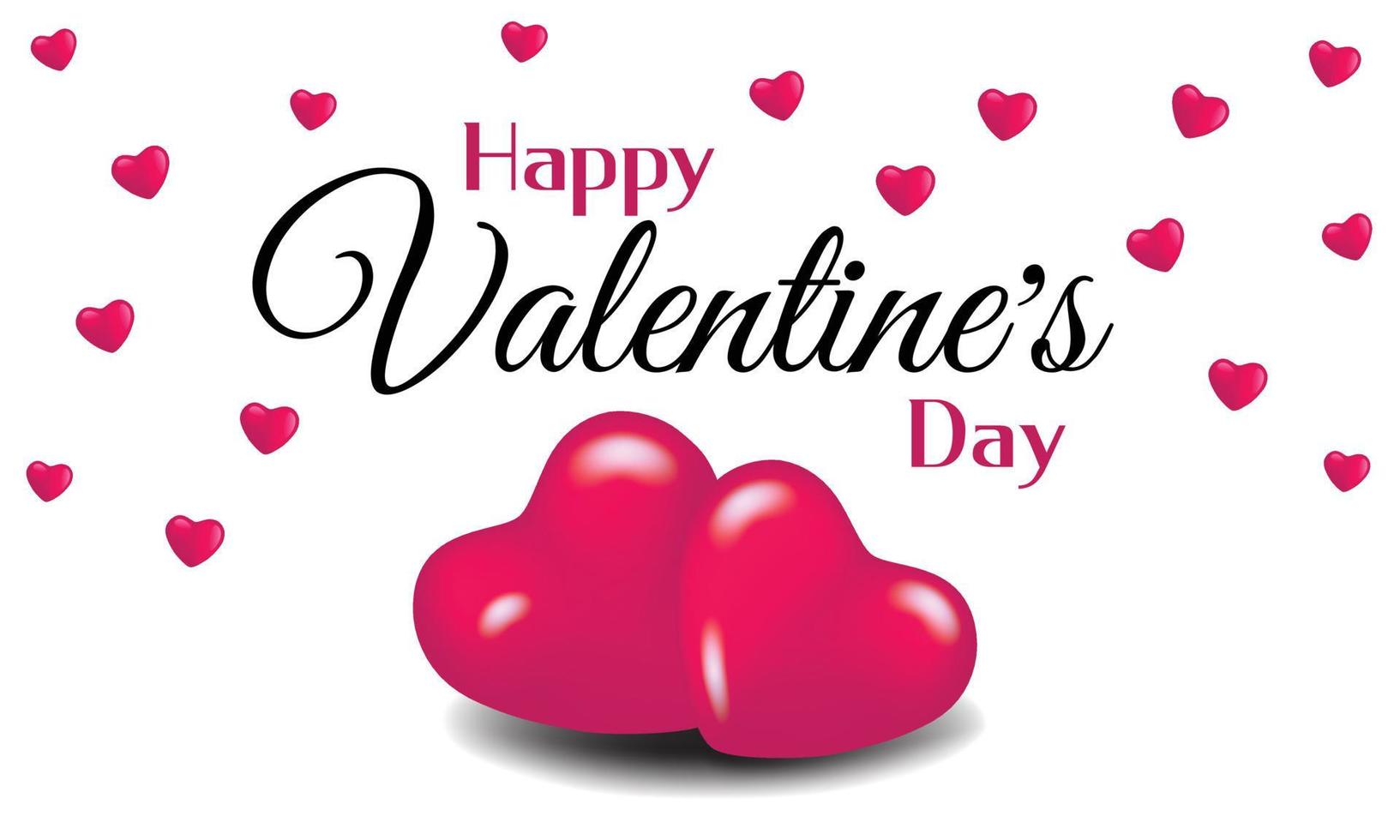 Happy Valentine's Day text with 3d heart icon vector