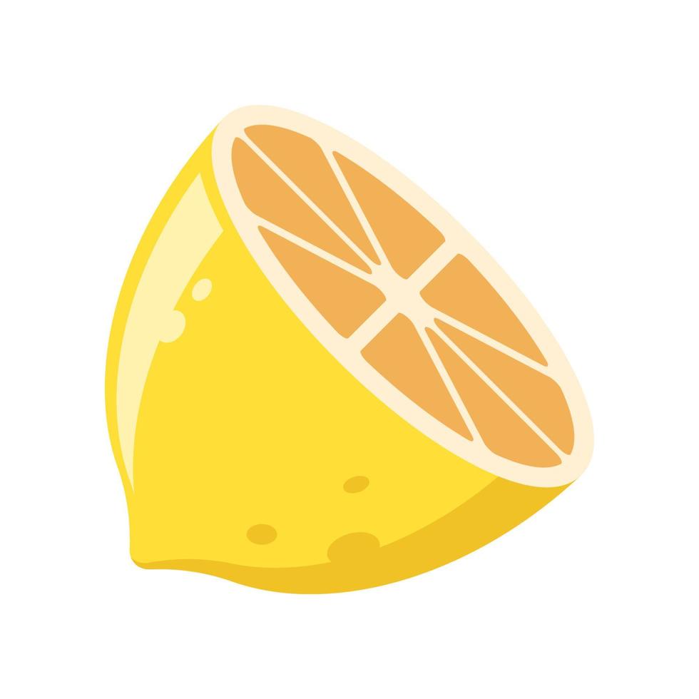 lemon slice flat design vector image. isolated on white background.