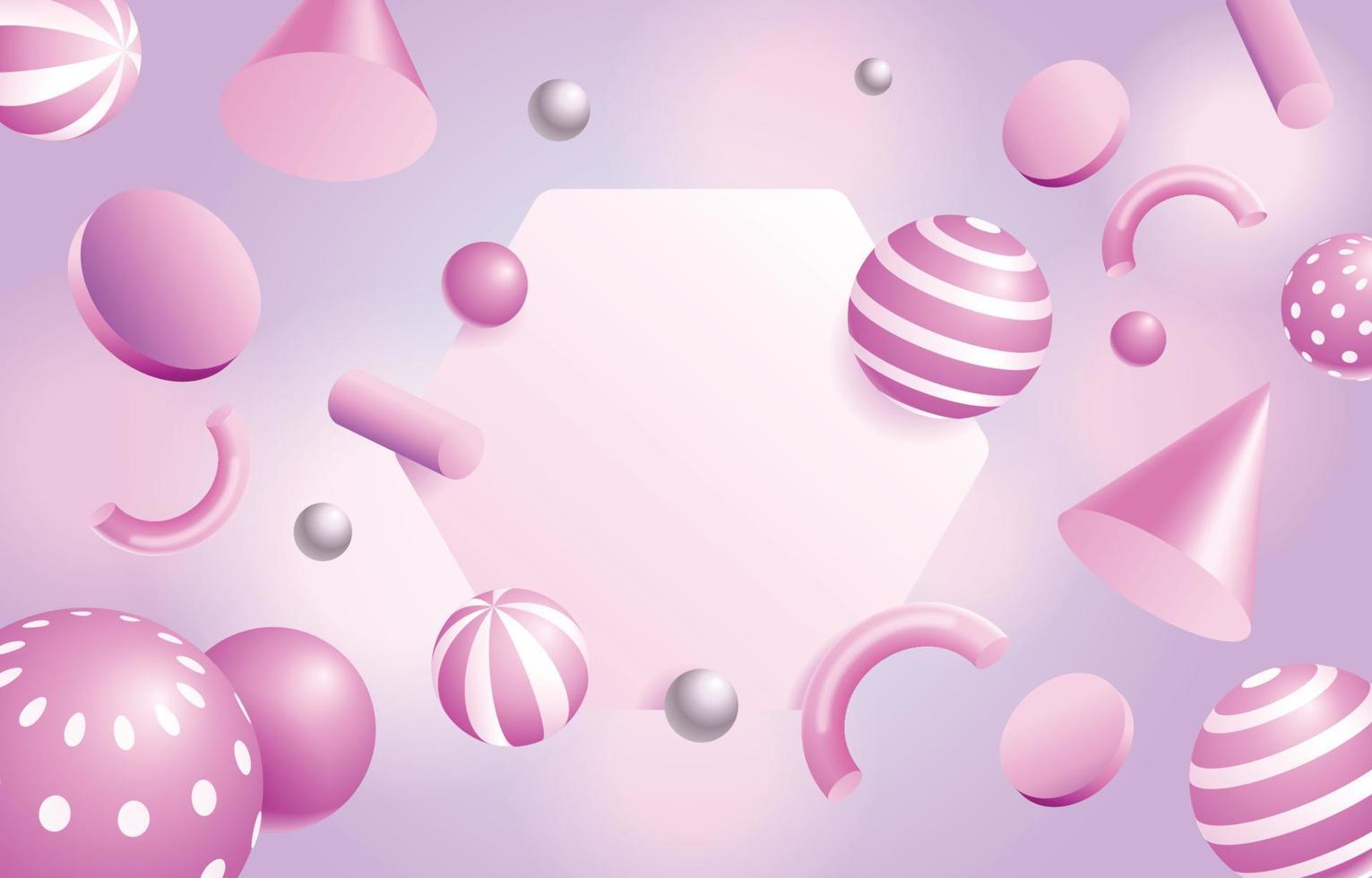 Pink 3D Geometric Concept vector