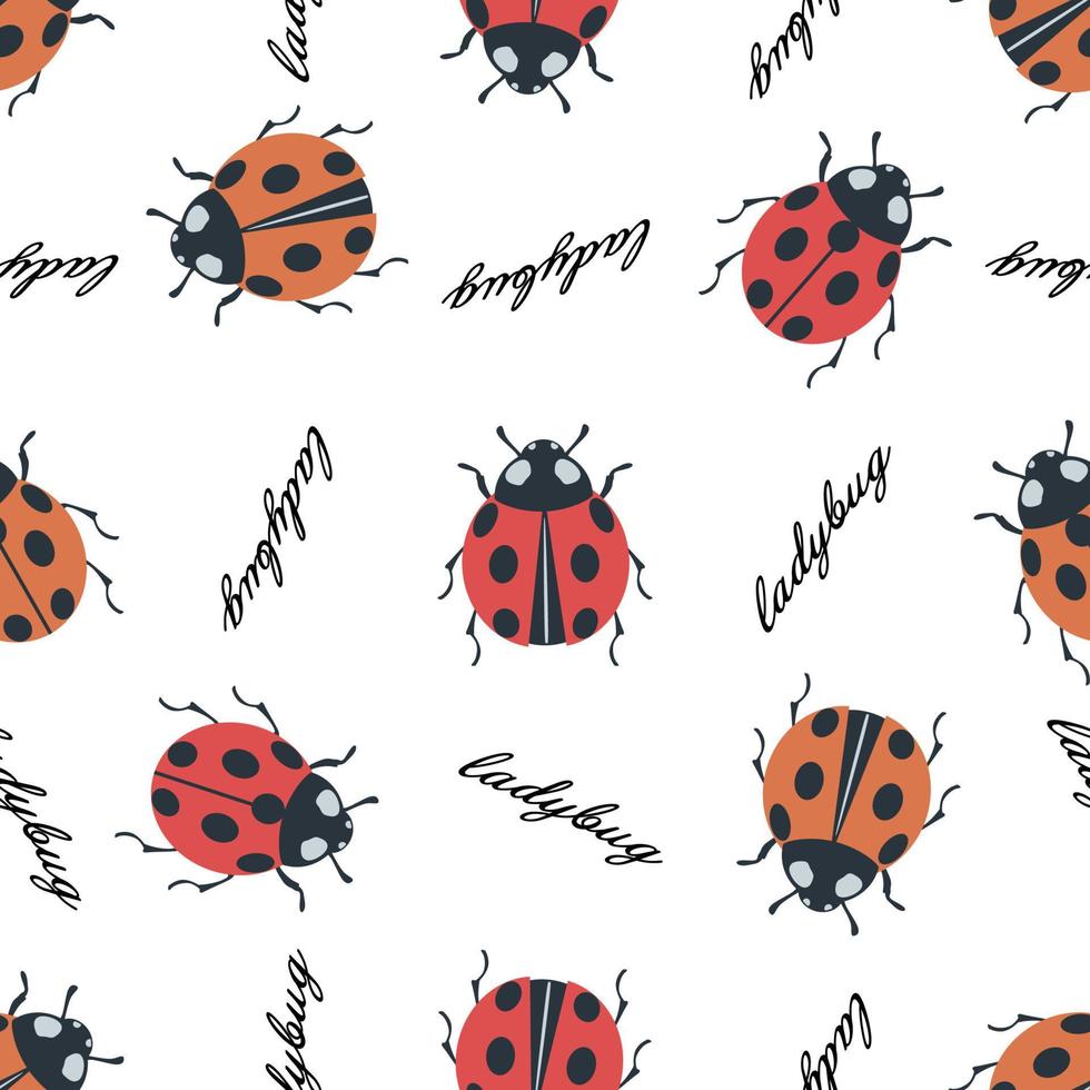 Ladybug seamless pattern vector