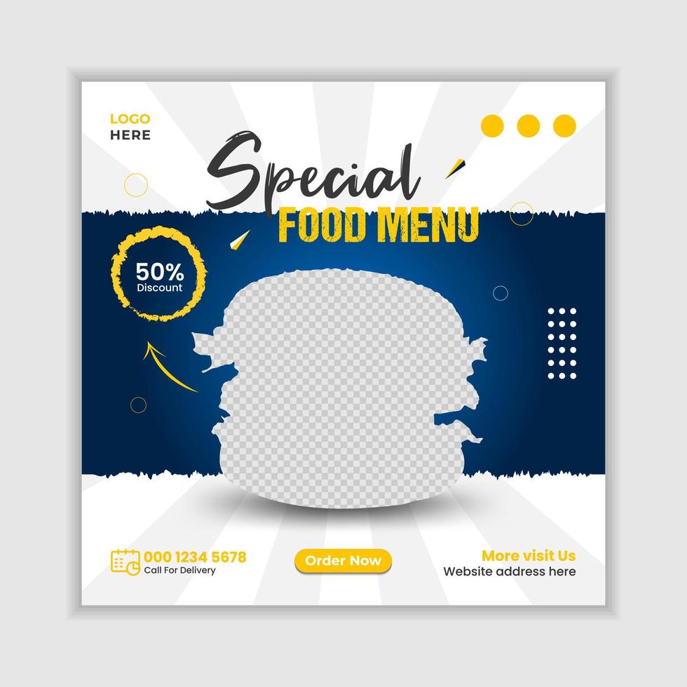 Special food menu social media post banner template vector