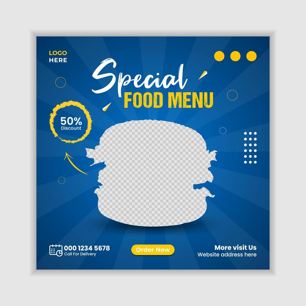 Special food menu social media post banner template vector