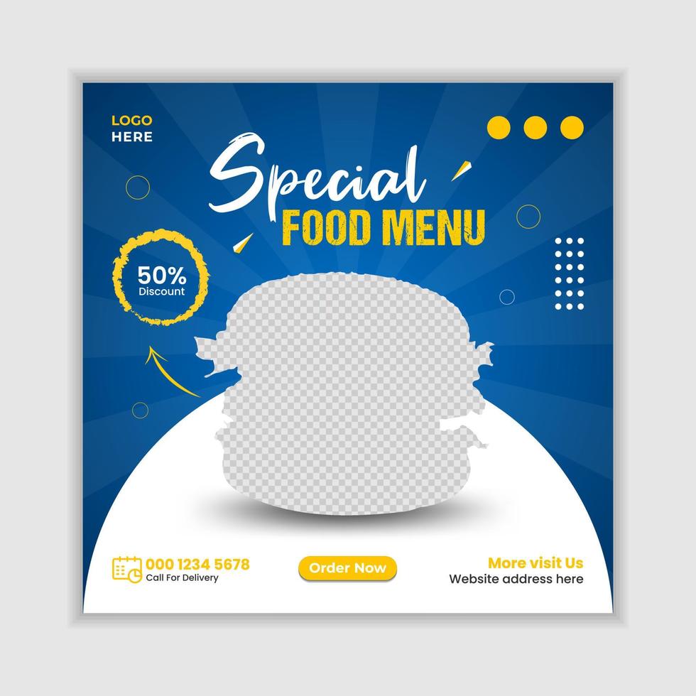 Special food menu social media post banner template vector
