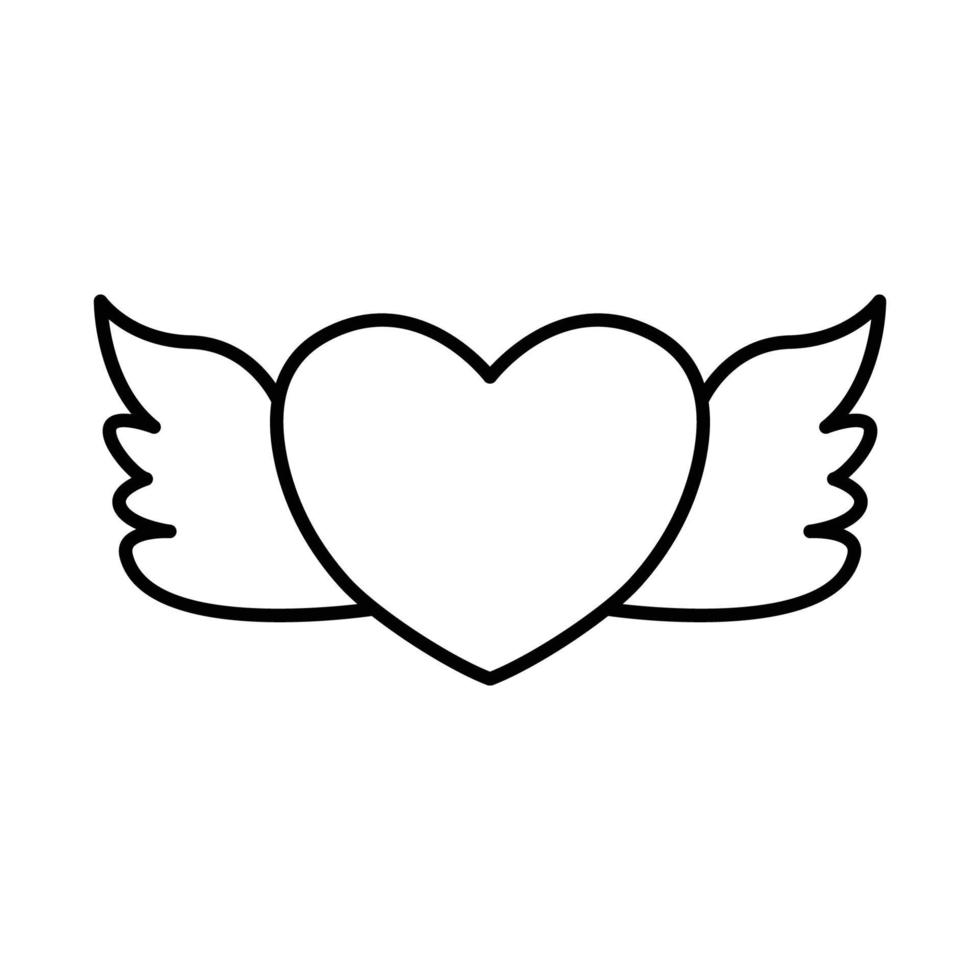 icono de la línea del corazón con alas de ángel. diseño simple editable. vector de plantilla de diseño