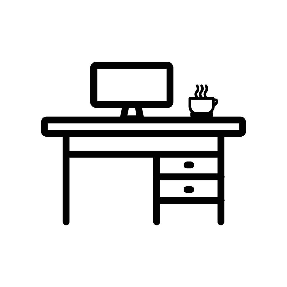 icono de línea de mesa con pantalla. icono del espacio de trabajo. conveniente para el icono de negocios. diseño simple editable. vector de plantilla de diseño