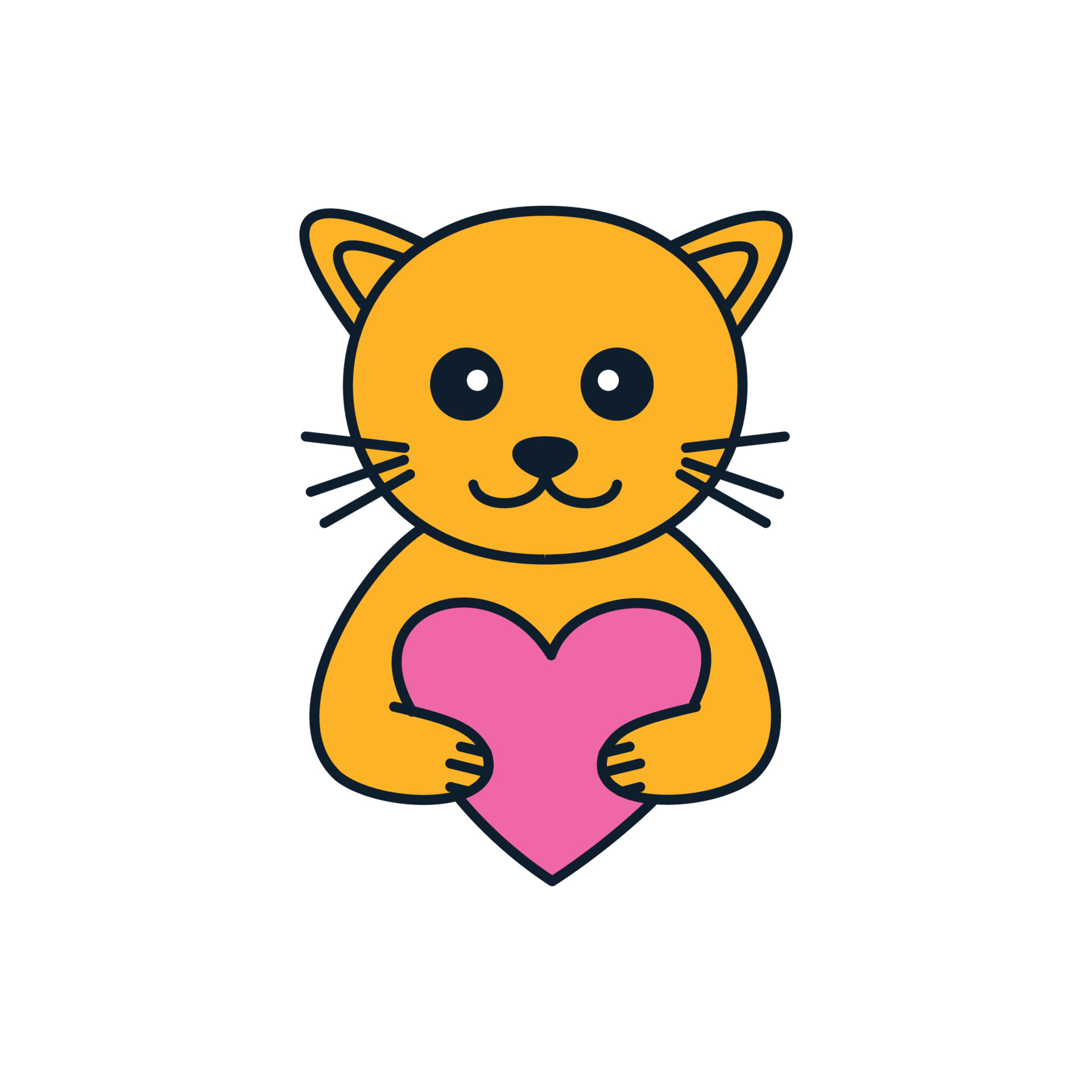 Cat love cute smile hug lover logo icon Royalty Free Vector