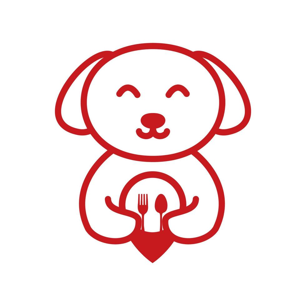 dog or pet with pin food cute cartoon logo vector illustration design