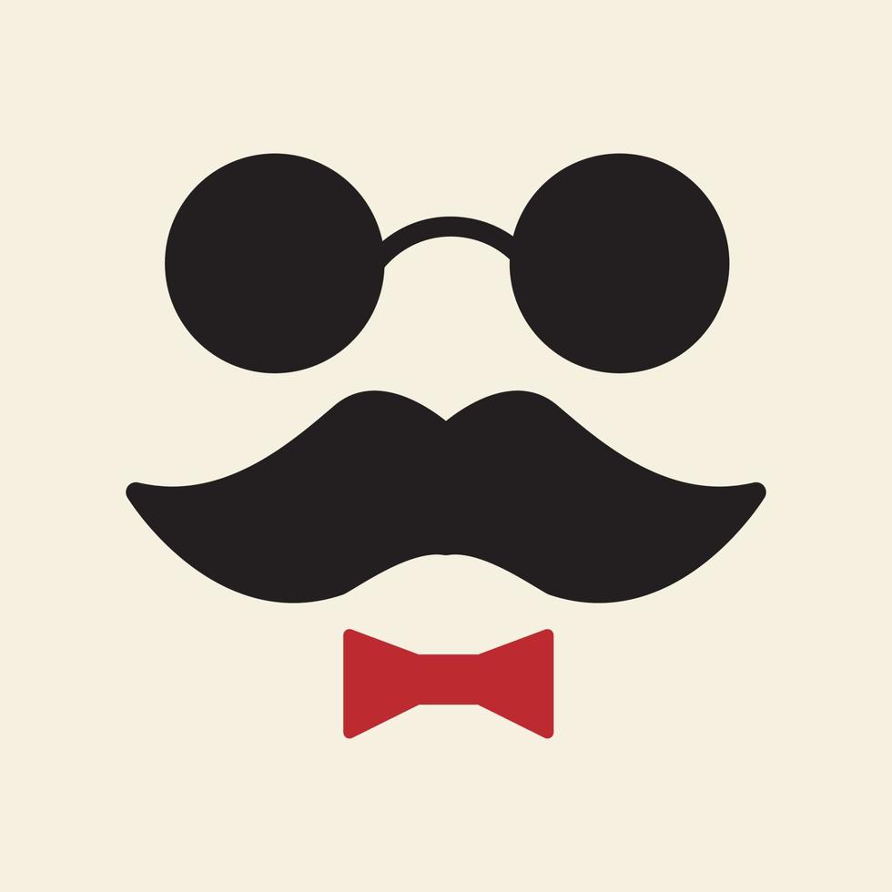 vintage head man with mustache sunglasses and tie logo symbol icon vector graphic design
