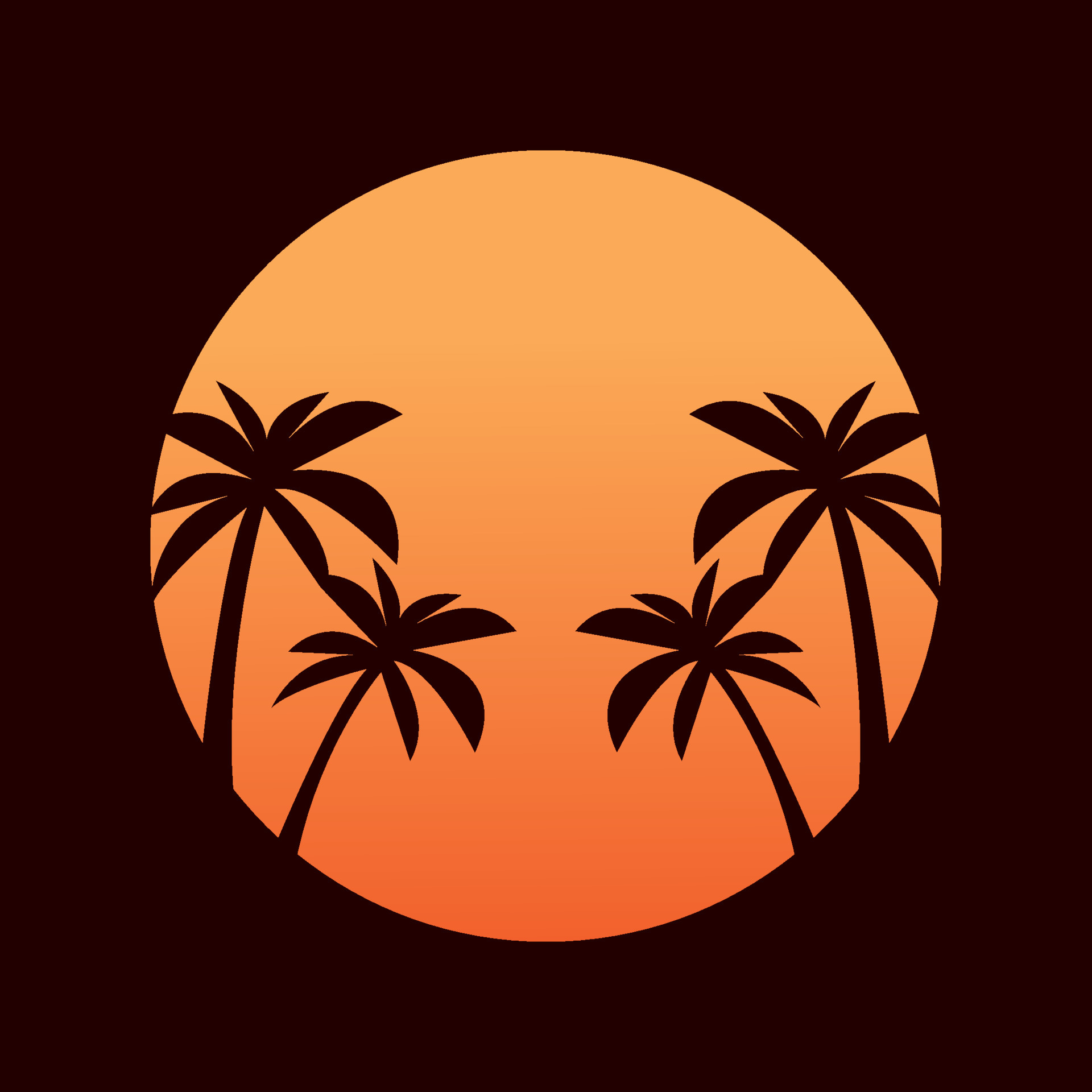 colored vintage orange sunset with coconut trees logo design vector