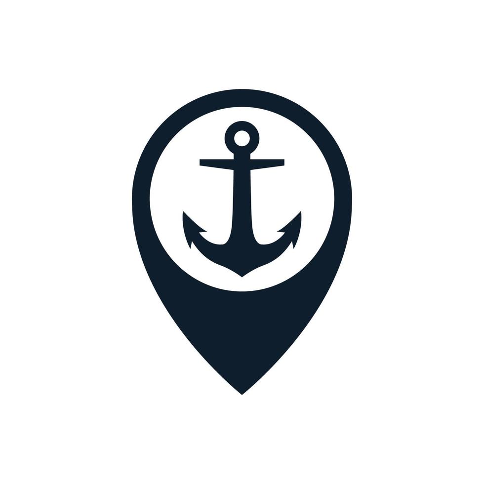 anchor with pin location map modern logo vector icon illustration