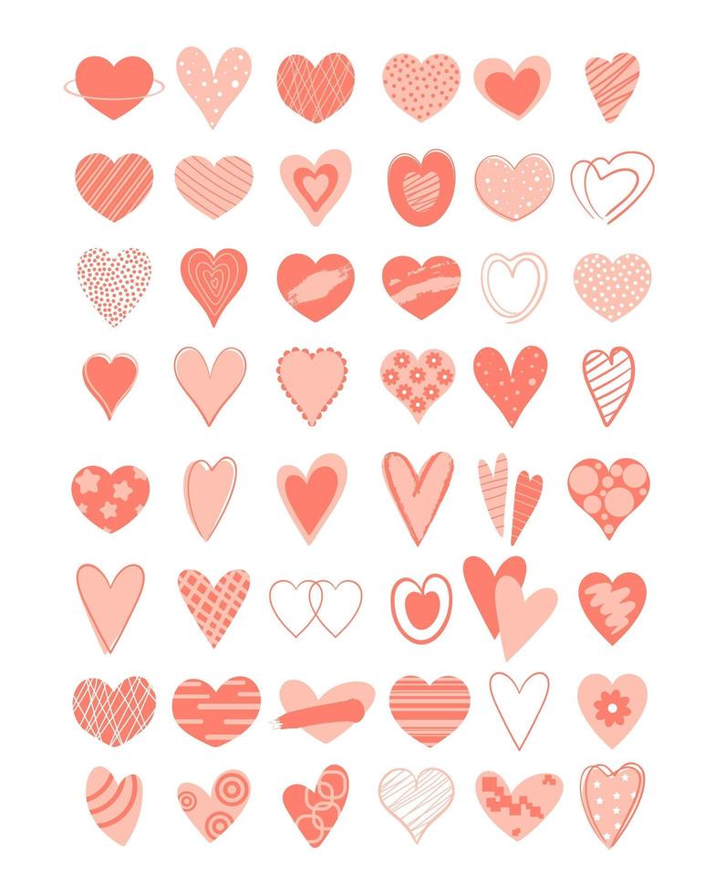 establecer corazones dibujados a mano ilustración vectorial vector