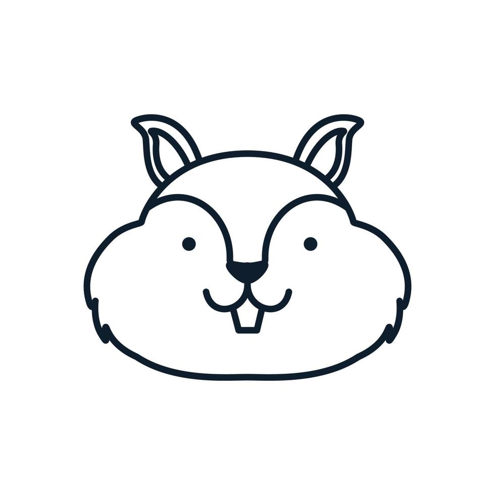 squirrel smile head face line cute logo vector icon illustration design