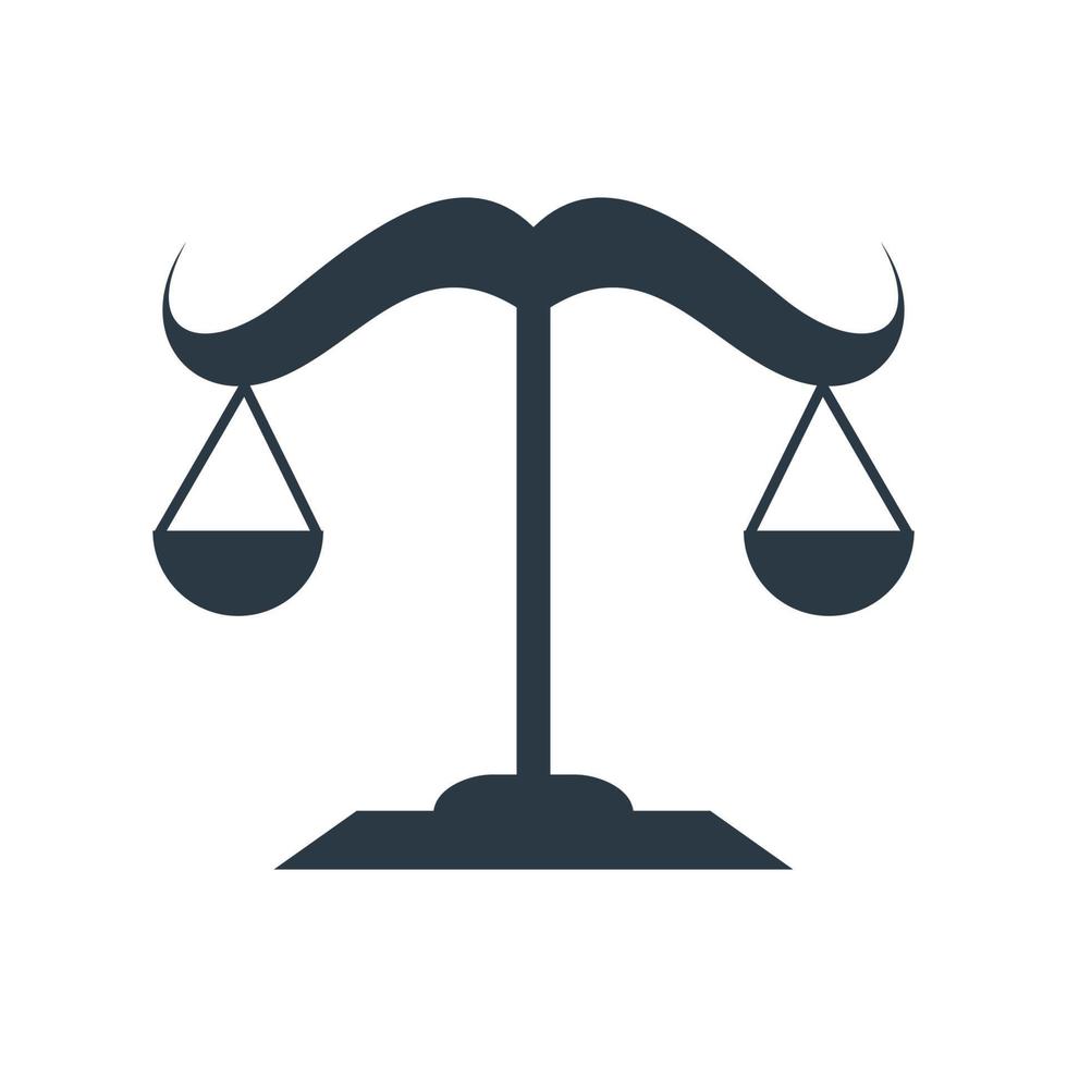 mustache with balance law logo symbol icon vector graphic design illustration idea creative