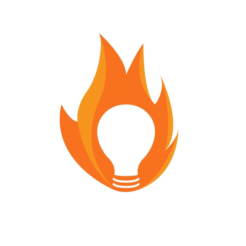 bombilla con idea de fuego logotipo símbolo icono vector diseño gráfico