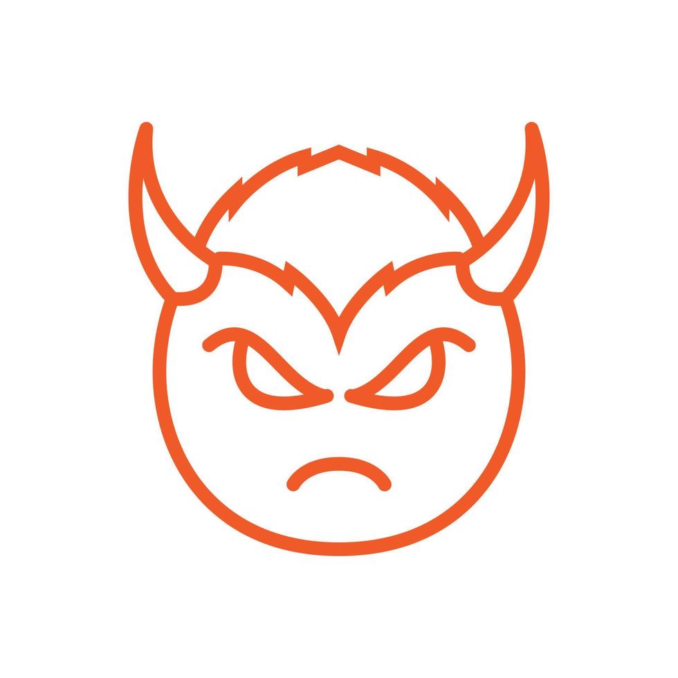 lindo diablo enojado línea con cuerno logo símbolo icono vector diseño gráfico