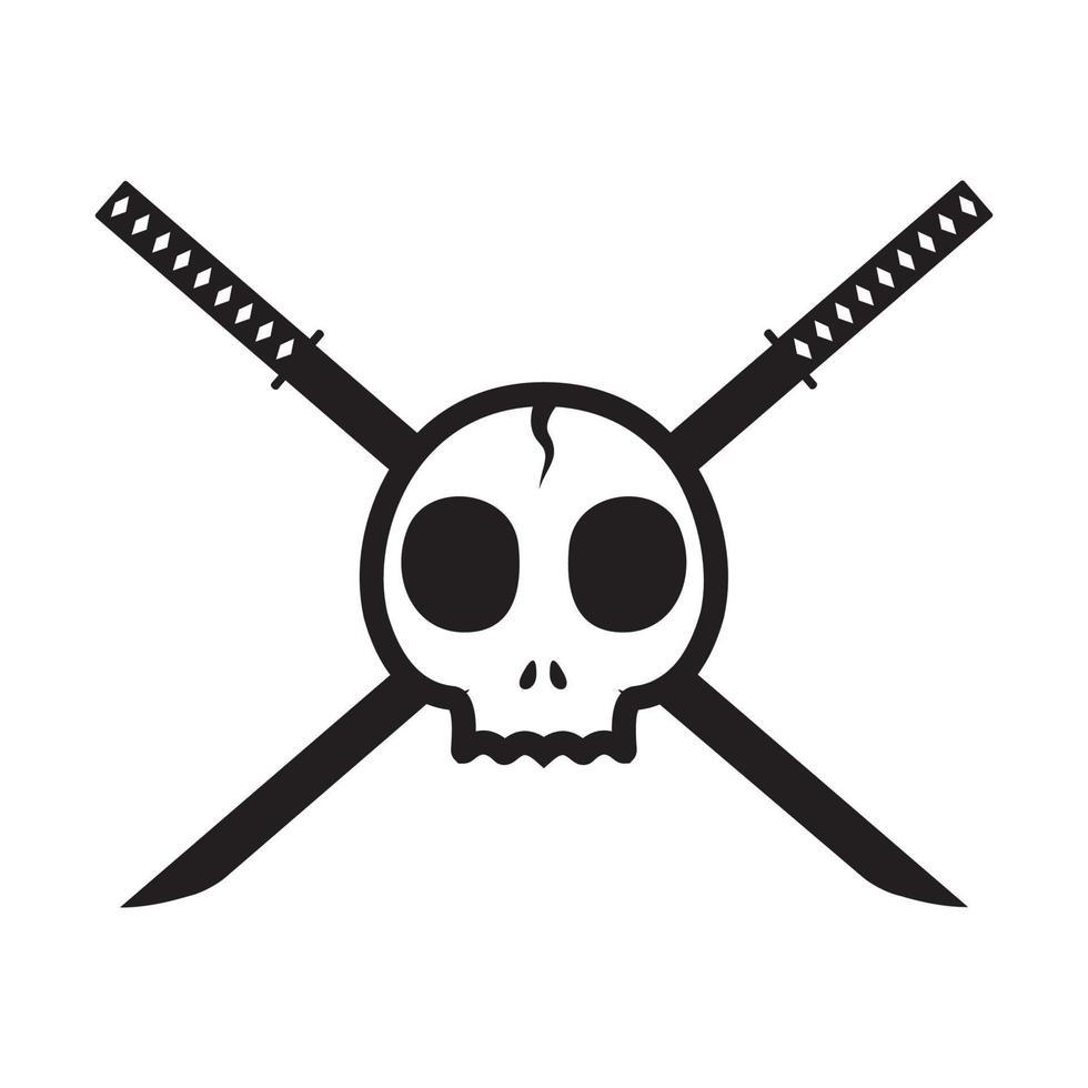 skull face with cross swords logo design vector graphic symbol icon sign illustration creative idea