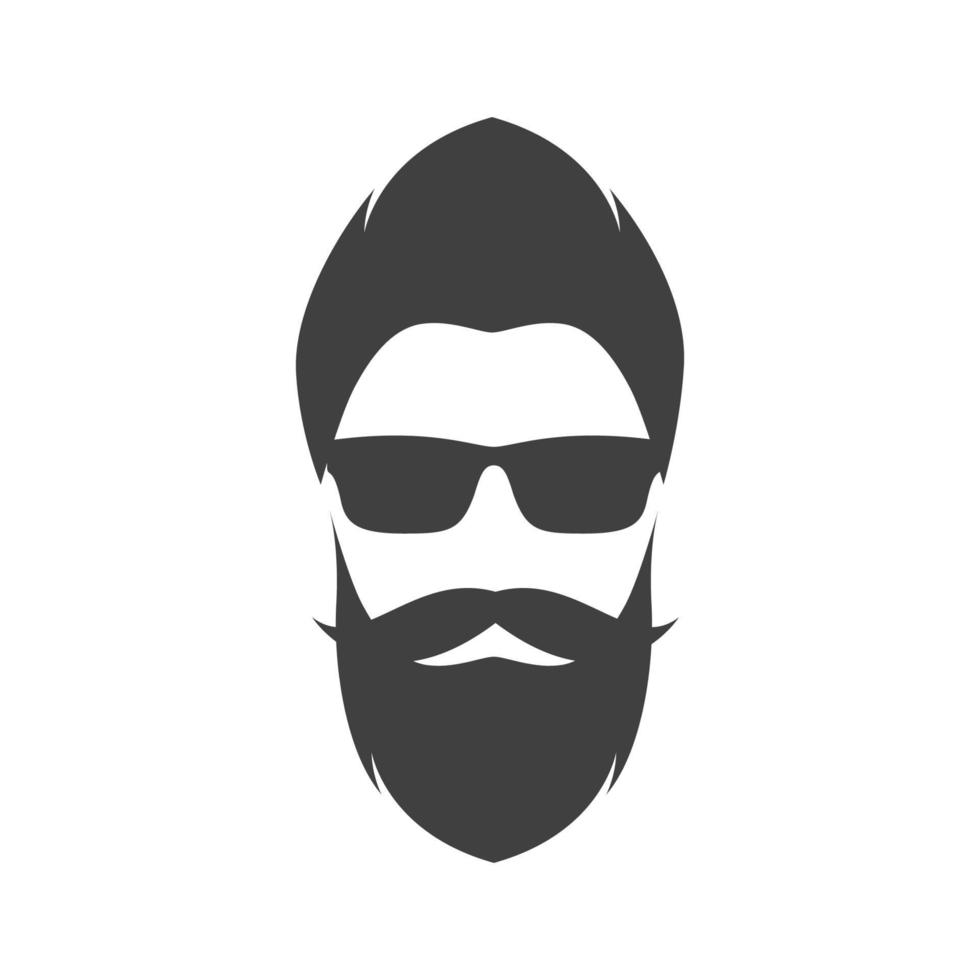 cara cool hombre con barba bigote y gafas de sol diseño de logotipo vector gráfico símbolo icono signo ilustración idea creativa