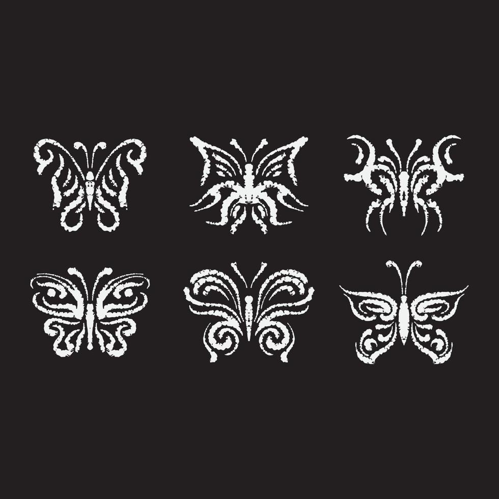 Set butterfly drawing illustration. vector