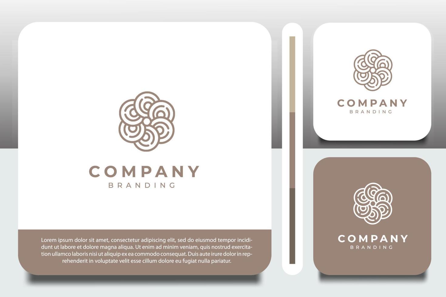 logo design template, with flower petal rounded outline icon vector