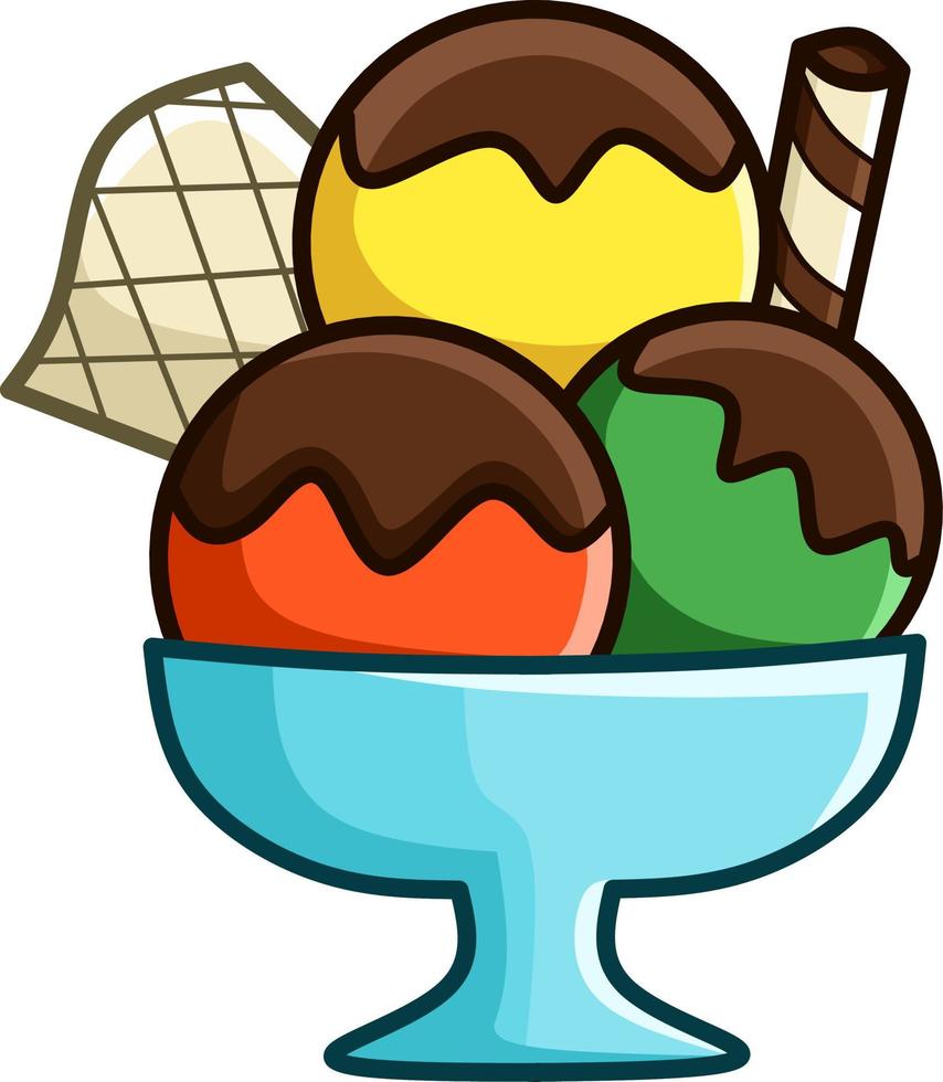 Ice Cream Sundae with three Scoops vector