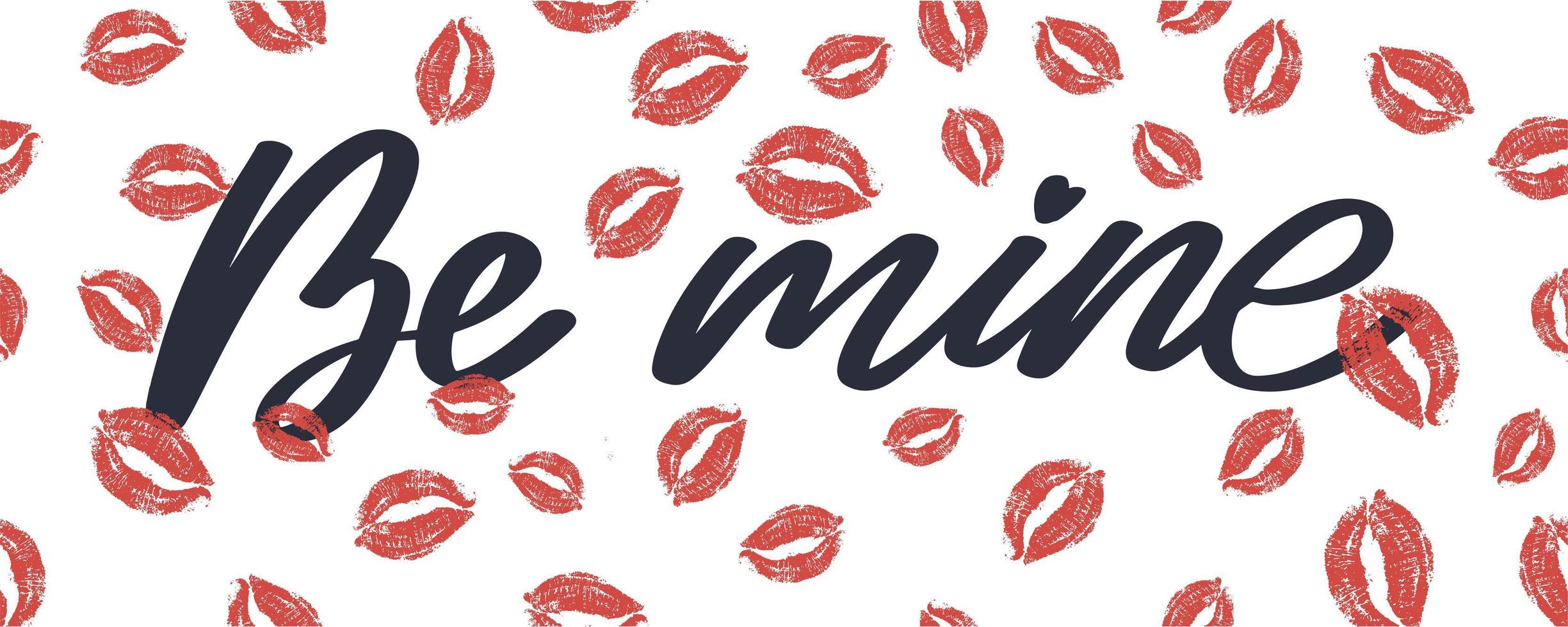 Be mine Valentine's day template for banner design. Background Romantic background. Hand lettering. vector