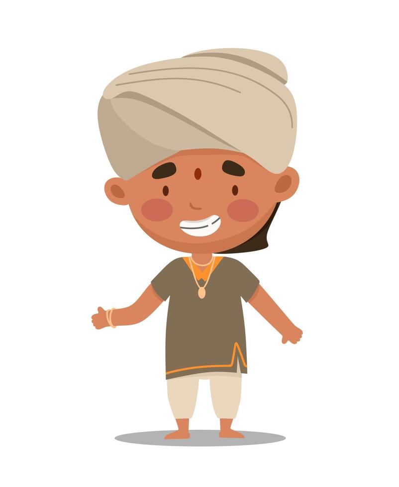 Indian man is cute and funny. Vector illustration in a flat cartoon style