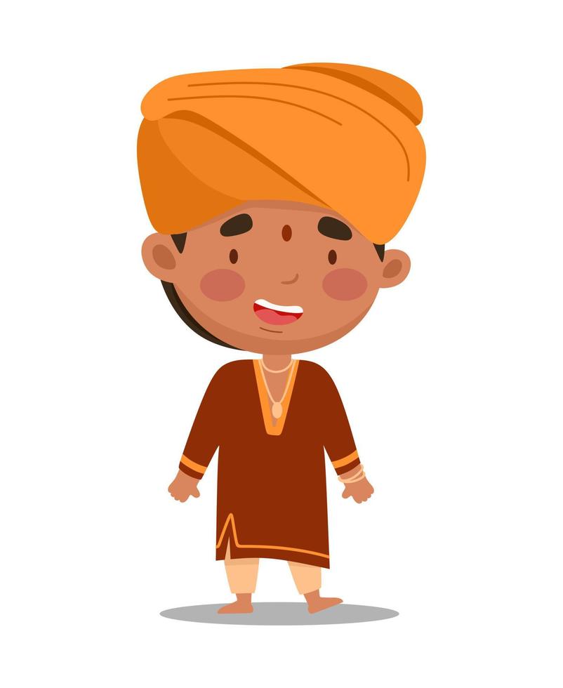 Indian man is cute and funny. Vector illustration in a flat cartoon style