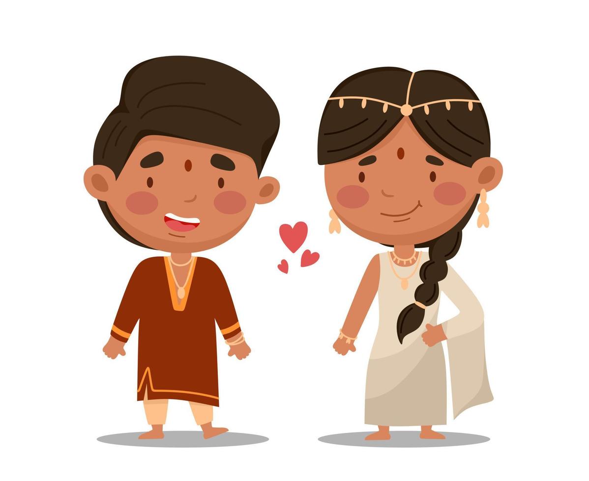 pareja india. ilustración vectorial en un estilo de dibujos animados plana vector