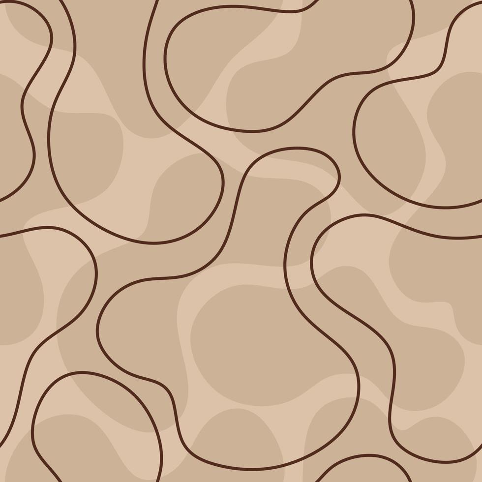 The pattern is seamless of abstract spots and lines of brown and beige colors. Vector illustration in a flat style.