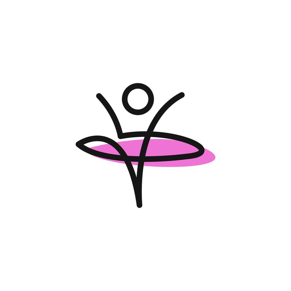 diseño de logotipo de danza de ballet con símbolos abstractos mujer bailando vector