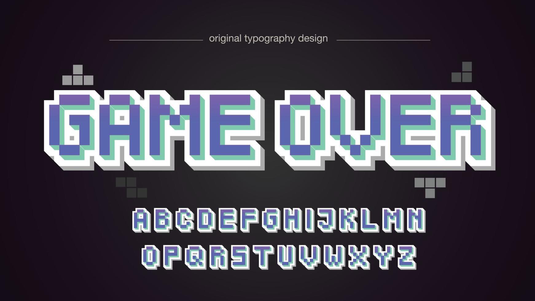 purple and white pixel style artistic font vector