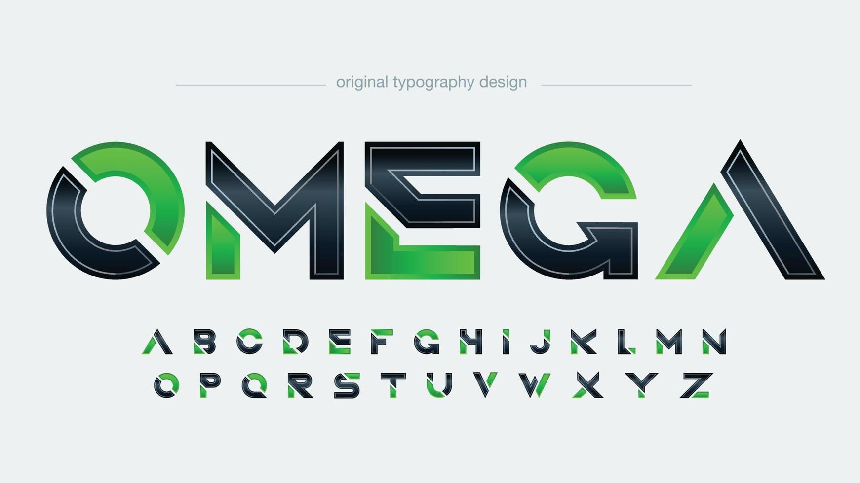 futuristic sliced green and black sports typography vector